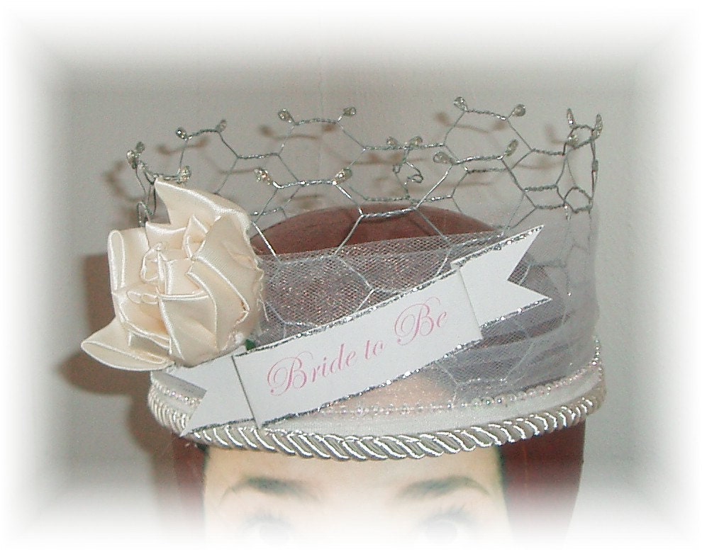 Romantic Shabby Chic Bridal Shower  Bachelorette Party Chicken Wire Crown