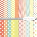 Digital Scrapbooking Paper Pack - Chevron&Dots Melon -- INSTANT DOWNLOAD