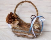 Flower Girl Basket Birch Bark Rustic Woodland Wedding Personalized YOUR CHOICE of FLoWeR