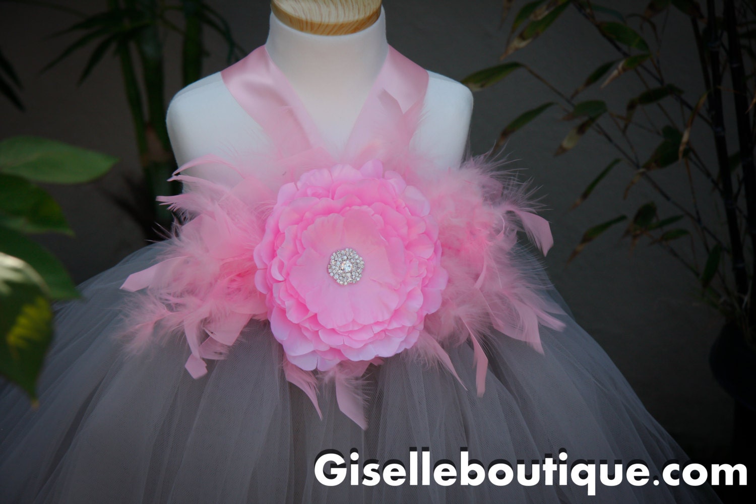 Flower girl dress Gray TuTu Dress , baby tutu dress, toddler tutu dress, wedding, birthday, Newborn, 2t,3t,4t,5t