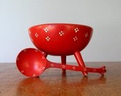 Vintage Swedish Folk Art Painted Bowl / Spoon