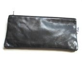 Black Australia Lamb Leather Wallet. Pencil Case. Small Pouch