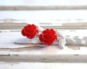 Bobby Pin Set, Bobbie Pins, Rose, Hair Accessories, Red, White, Women, Girls