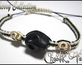Black and Off White Skull Bead Bracelet