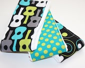 Baby Burp Cloths- 3-Pack Coordinating - Michael Miller Groovy Guitars Lagoon