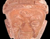 Vintage HEAVY Red Clay Mayan Wall Mask Earthenware Handmade LARGE Mexican Aztec
