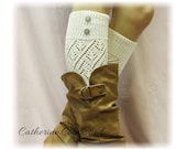 LW28 Cream Pointelle patterned legwarmers FREE U S A SHIPPING