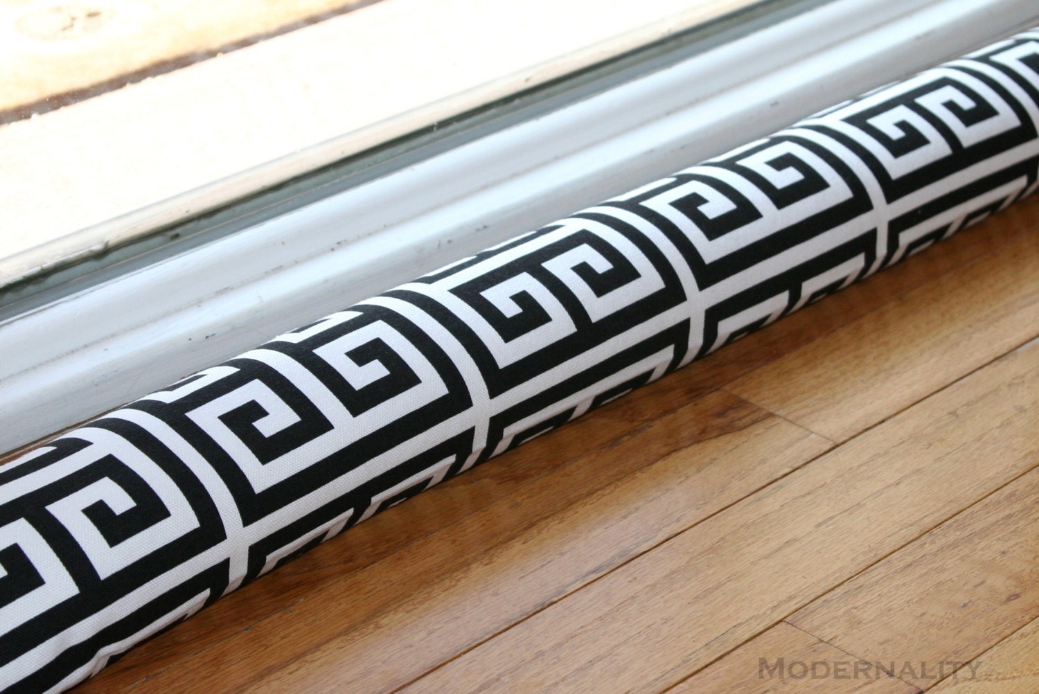 Draft Stopper- Black and White Towers Greek Key- Window or Door Snake