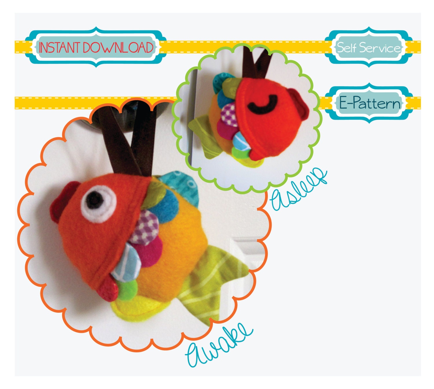 Pattern Pdf - Gold Fish Plushie - Do Not Disturbe- INSTANT DOWNLOAD