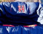 Personalized Western Boutique Style Reversible Shopping Cart/High Chair Cover in Denim and Brown Minky