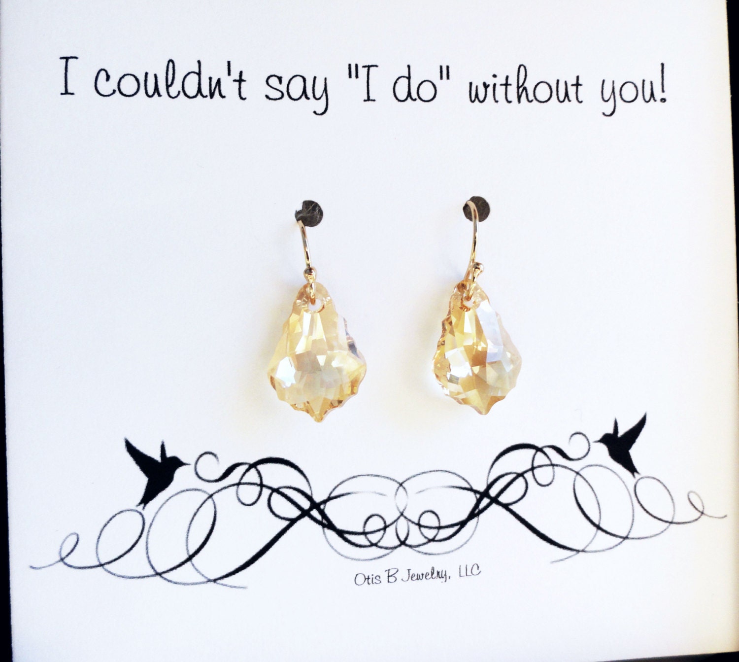 Set of THREE, Three pairs Crystal earrings for Bridesmaids, Bridesmaid gifts, CUSTOM COLORS, Be my Bridesmaid cards, Crystal drop earrings