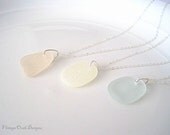 Beach Glass Necklace on Sterling Silver Chain , Sea Glass Necklace, Summer Fashion, Beach Glass , Bridesmaid Gifts,