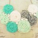 Mint Ombré Statement Necklace, Rosette Statement Necklace, Mint  & Antique Silver  Necklace, Rolled Rosette Bib Necklace, Summer Fashion