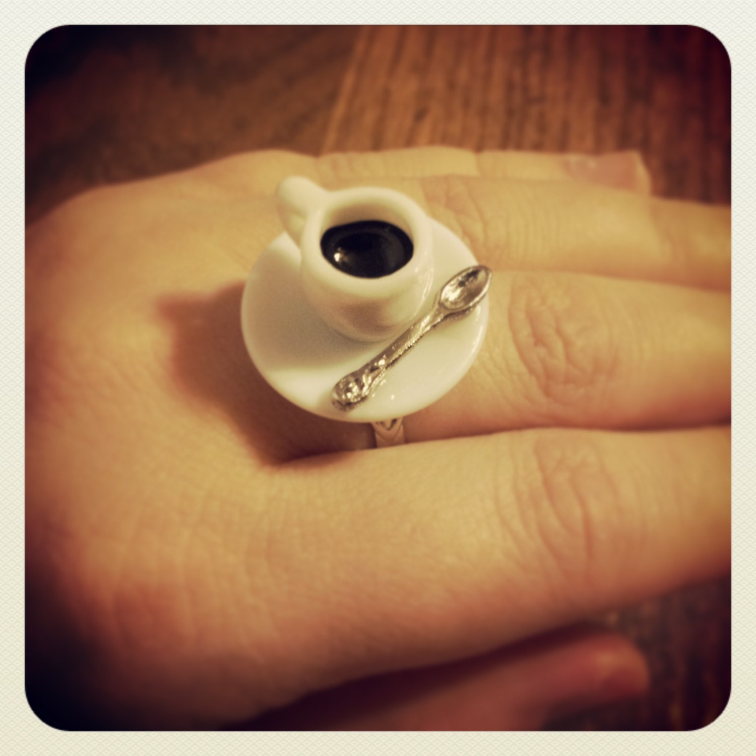 Miniature Ceramic Coffee Cup Ring