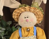 Fabric Bunny, Spring Decor, Easter Decor Bunny Doll, Bunny with Carrot, Gracie
