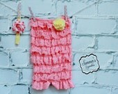 Petti Romper - Lace Romper - Strapless Romper - Coral Petti Romper