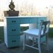 Oh So Shabby and Chic Turquoise and White Desk and Chair Perfect for a Little Girl's Room
