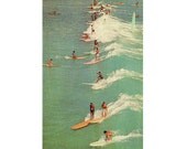 Original Vintage 1960's Surf California FRIDGE MAGNET made from Sustainable Wood into a Magnet - "Liven up your fridge"