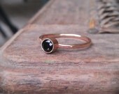14k gold gemstone stack ring gold filled band, black spinel