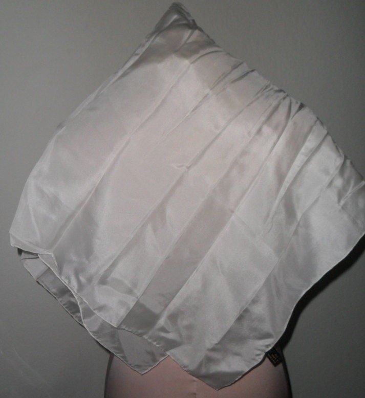 Vintage Silk Scarf White Square Scarf
