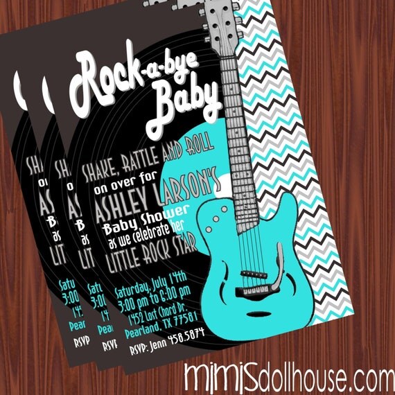 Rock and Roll Invitation- Rocker Baby Shower Invitation PDF/JPEG Il_570xn
