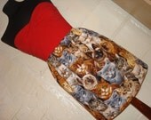 Cat Portrait Skirt - Crazy Cat Lady Skirt -  Cat Print Skirt - High Waisted Mini- Handmade & Ready to Ship