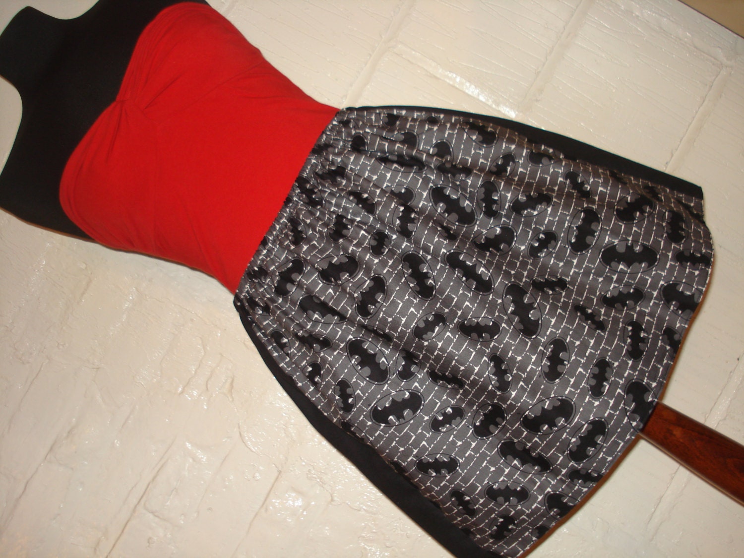 Plus Size Black & Grey Batman Logo Mini Skirt - High Waisted Ladies Mini Skirt - Handmade and Ready to ship - Only one in stock