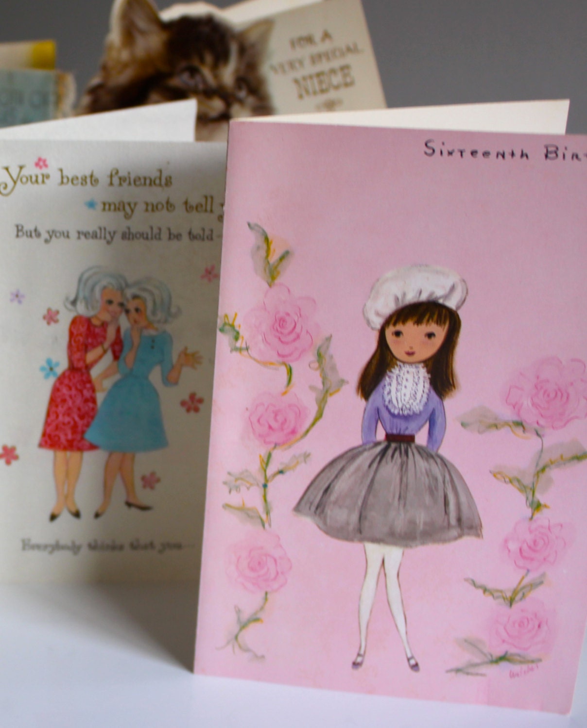 15 Whimsical, Cute Vintage Greeting Cards - 1950s - 60s