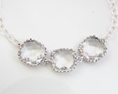 Crystal Necklace, Sterling Silver Clear Necklace, Glass Necklace, Bridesmaid Jewelry, Bride Necklace, Bridal Jewelry, Bridesmaid Gifts