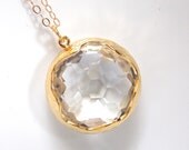 Glass Necklace, Clear Necklace, Crystal Necklace, Gold Filled Necklace, Bridesmaid Necklace, Bridal Jewelry, Bridesmaid Gifts