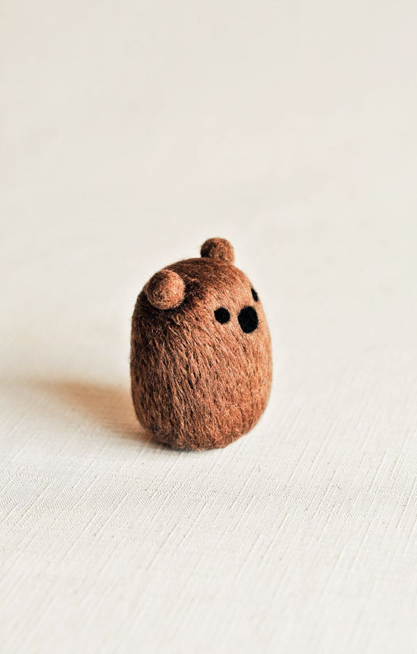 Bernie the Brown Bear - Needle Felted Wooly Animal - Woodland Nature Waldorf Inspired Home Decor Gift Cute Adorable Felt All Natural Wool