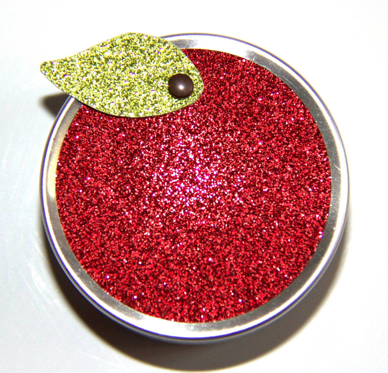 Apple Favor Tin in Red Glitter: for Teacher Appreciation Week/Day, Snow White Party