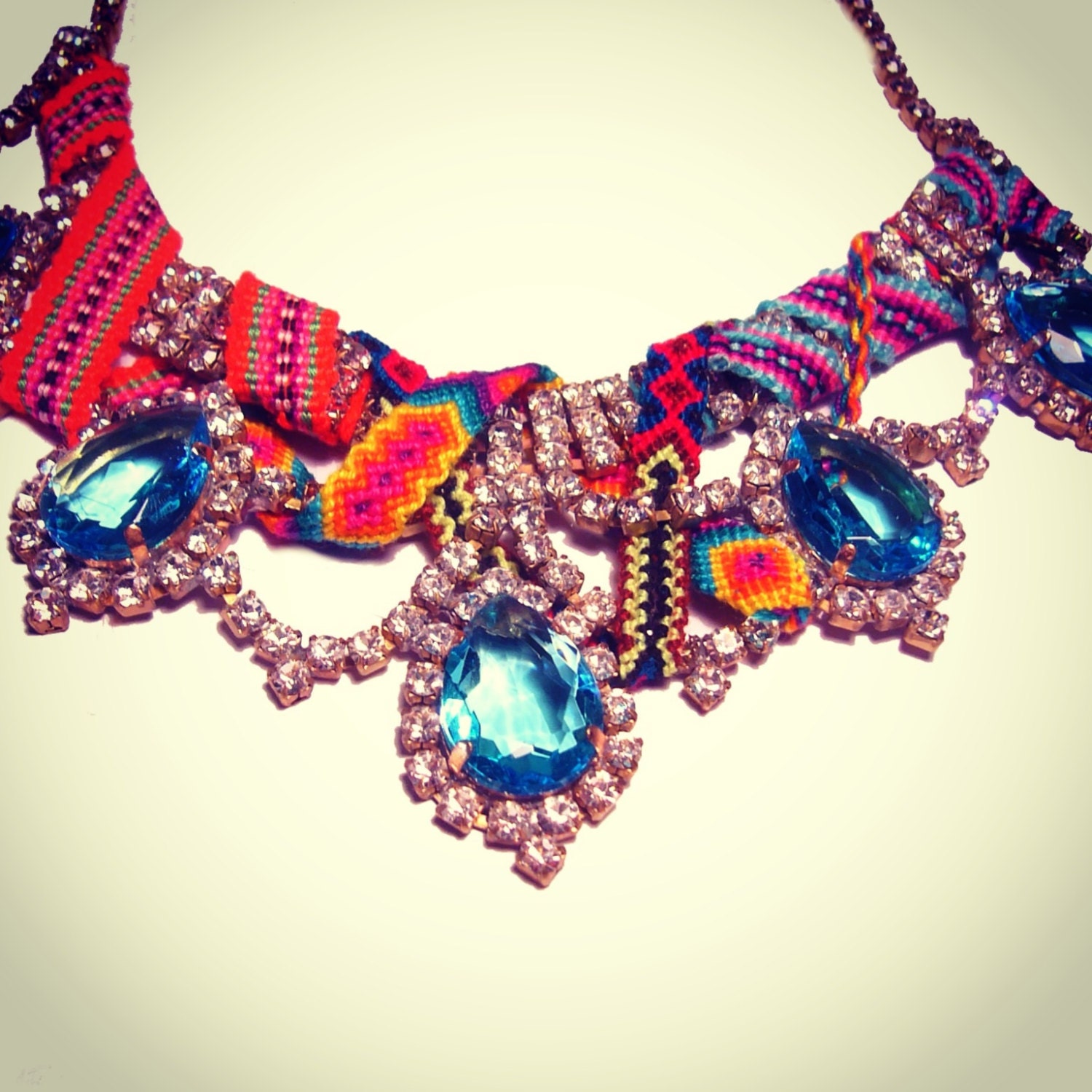 PureEssentia Vintage Rhinestone Friendship Necklace - BOHO LUST Series - Number 2 (Example)
