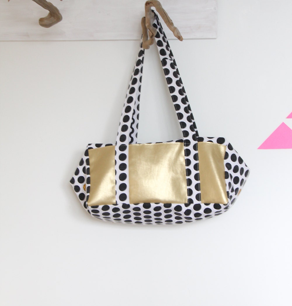 Gold and Polkadot Weekender Bag