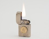 Customized 1950s Bowers No.9 Pocket Lighter With 3 Pence Appliqué NOS