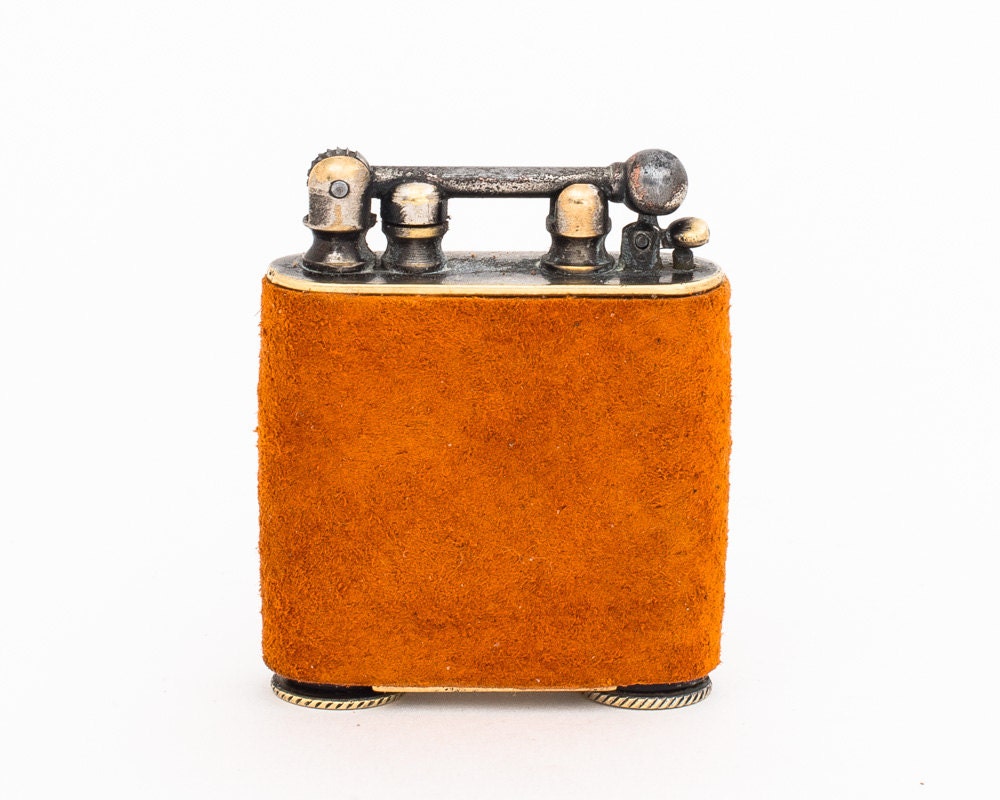 Working 1920s Douglass Automatic Pocket Lighter With Suede Wrap