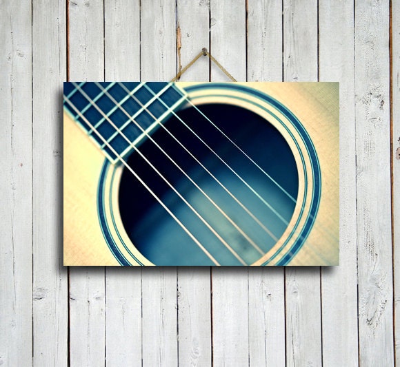 Guitar Strings - Guitar art - Guitar art canvas - Guitar photography - Blue Guitar - Guitar decor - Music decor