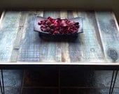 Barnwood Coffee Table - Industrial Furniture - Modern Reclaimed Upcycled Rustic Wood with Vintage Steel Iron Hairpin Legs - OOAK