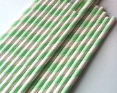 25 Paper Straws - Mint Green Stripe (S09) with free printable DIY Toppers