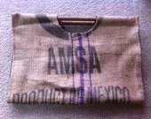 Firepit Firewood Carrier Recycled Burlap Coffee Bag Lined Wood Handles