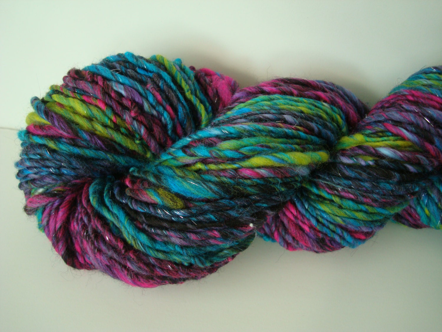 Handspun Art Yarn Thick & Thin Singles "Wizard" 96 yds