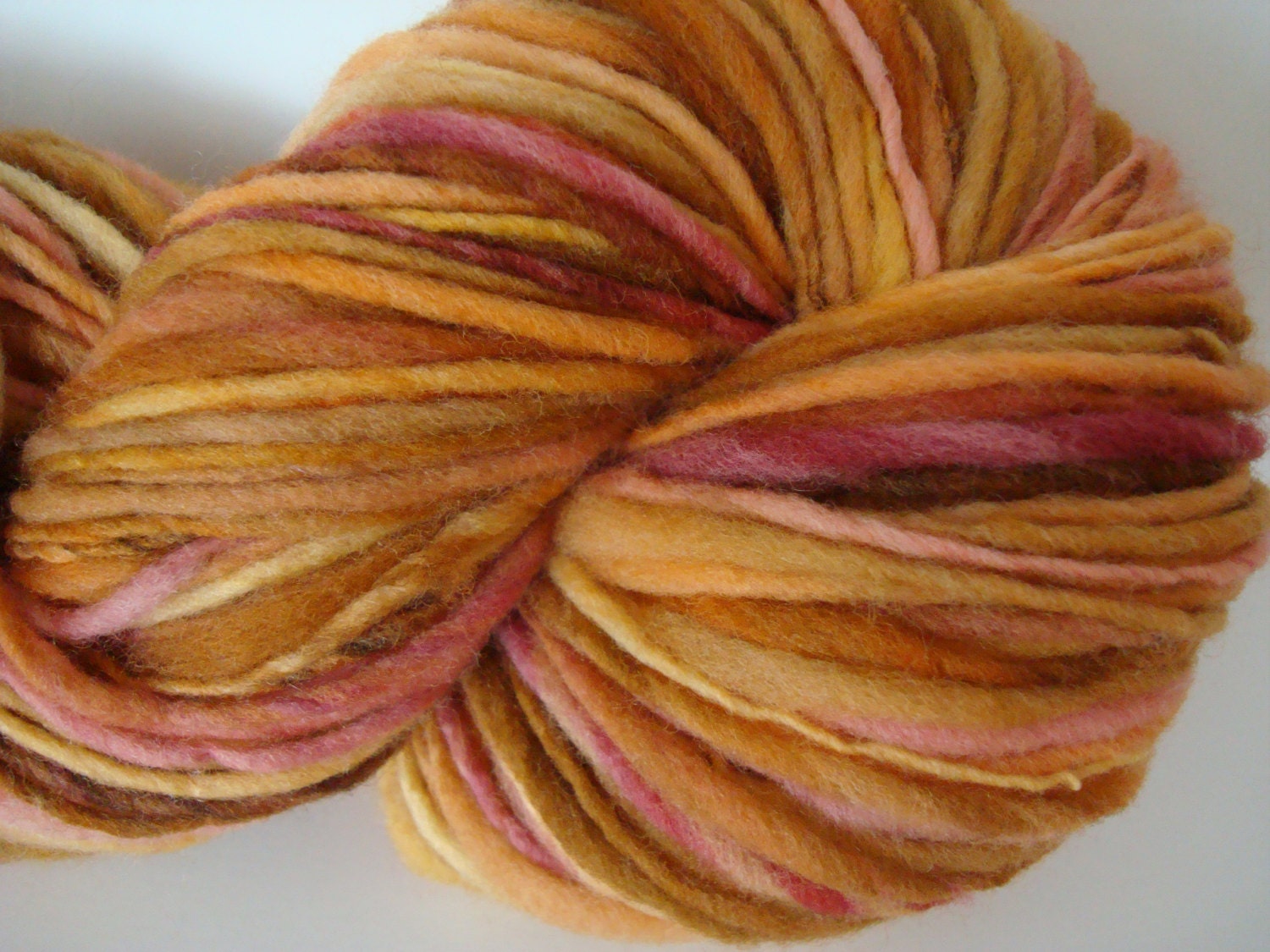 Handspun Yarn Thick & Thin Singles "Peach Apricot Tea" 145 yds