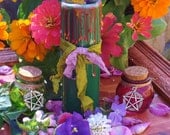 Litha. Summer Solstice 2.5x6 Pillar Candle.  Midsummer, Summer Solstice.  Enchanted Witchery