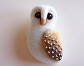 Little different barn owl, felted animal brooch,owl jewelry,white owl