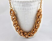Ponytail link chain necklace chunky small chain vintage repurposed upcycled modern high fashion