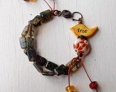 Free - handmade bracelet, handmade beaded bracelet, yellow bracelet, bird bracelet, word jewelry, words of wisdom, word jewellery