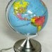 Vintage Illuminated 8 Inch Globe Lamp Small Eclectic Decor Lighting Silver Base