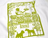 Flour Sack Dish Towel - Growers' Market: Green or Purple