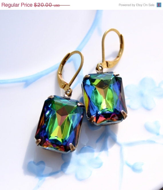 Summer Sale: Rare Rainbow Estate style earrings