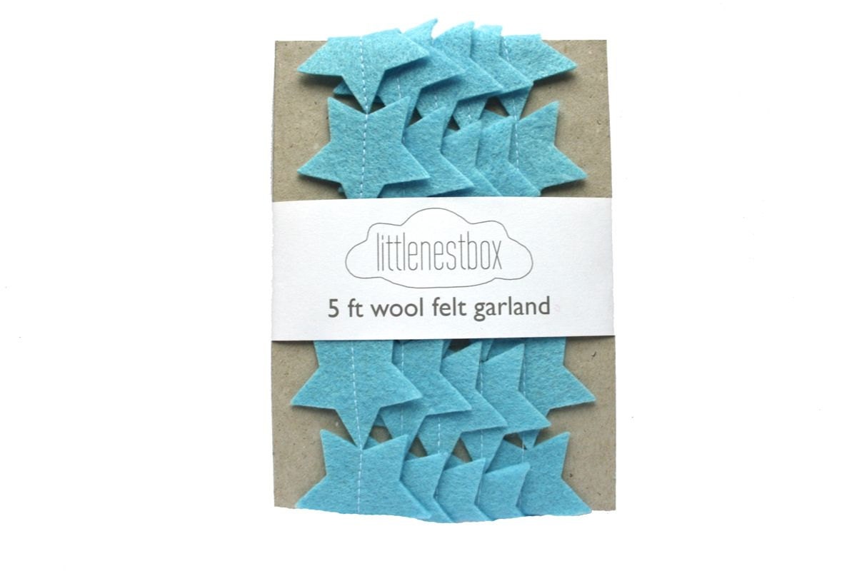 Baby Blue Star Garland - Felt Garland - Nursery Decor - Boys Nursery - Party